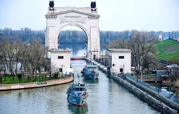 Картинка корабль, канал, волго-дон