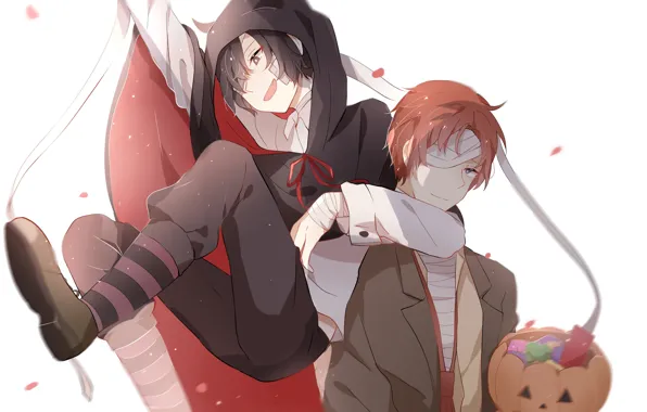 Тыква, парни, хеллоуин, Bungou Stray Dogs, Бродячие Псы: Литературные Гении, Акутагава Рюноске