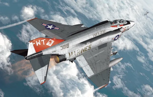 США, истребитель-бомбардировщик, истребитель-перехватчик, F-4 Phantom II, тактический истребитель, US NAVY, USMC F-4J