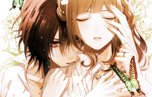 Бабочки, руки, кольцо, рубашка, двое, закрытые глаза, amnesia, shin