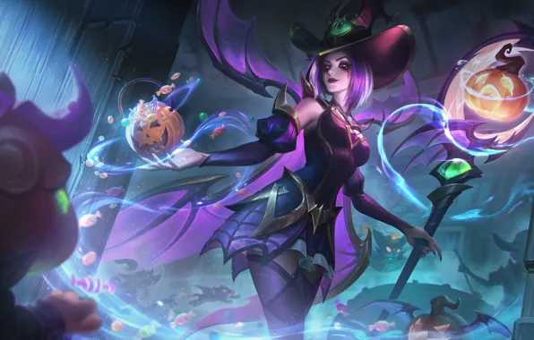 Halloween, Art, League of Legends, Skin, LoL, LeBlanc, Bewitching