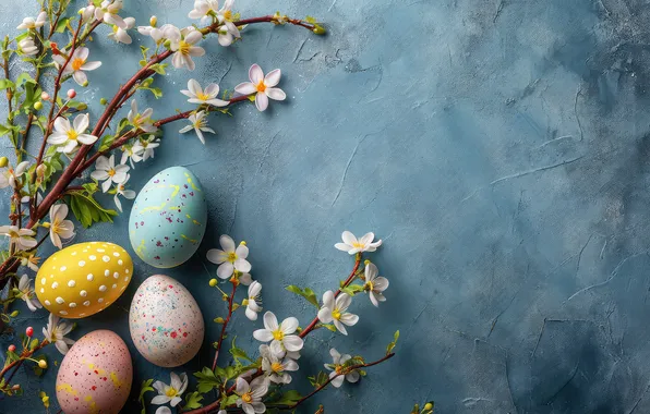 Цветы, яйца, весна, colorful, Пасха, happy, flowers, spring