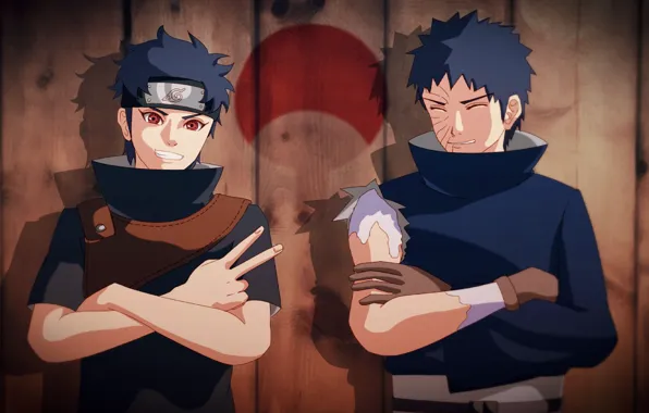 Naruto, art, sharingan, Uchiha Obito, Uchiha Shisui, Uchiha symbol, by HISUI-118