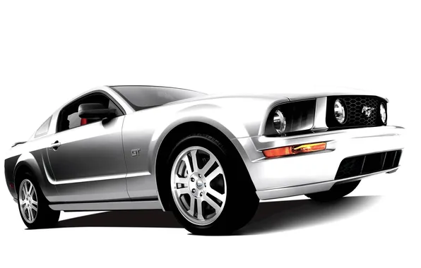 Картинка машина, белый фон, Mustang GT