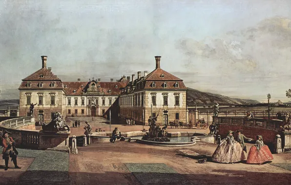 Картинка картина, живопись, painting, Bernardo Bellotto, courtyard, The imperial summer residence, 1758