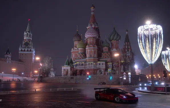 Картинка Москва, Ferrari, Собор Василия Блаженного, Moscow