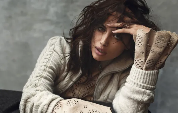 Взгляд, поза, модель, макияж, прическа, Irina Sheik, Ирина Шейк, hair