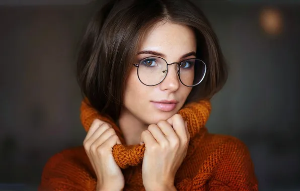 Картинка girl, look, glasses, portrait