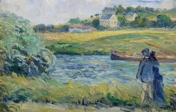 Пейзаж, картина, Камиль Писсарро, Прогулка у Воды. Понтуаз
