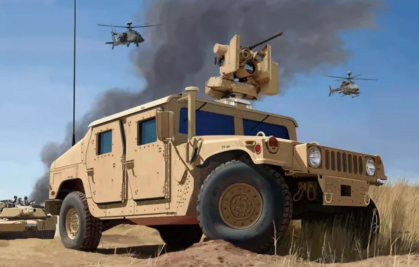 Вертолет, США, Внедорожник, US Army, HMMWV, М1114