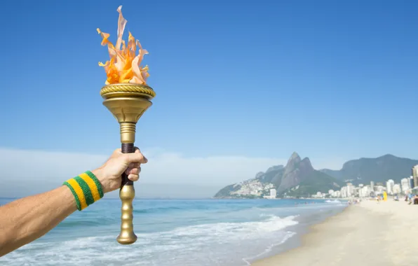 Hand, Brazil, Torch, Olympic games