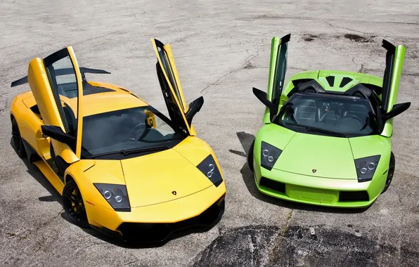 Картинка жёлтый, green, Roadster, Lamborghini, зелёный, родстер, ламборджини, yellow