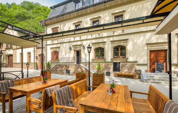 Город, улица, здания, Чехия, ресторан, Carlsbad, largest summer terrace