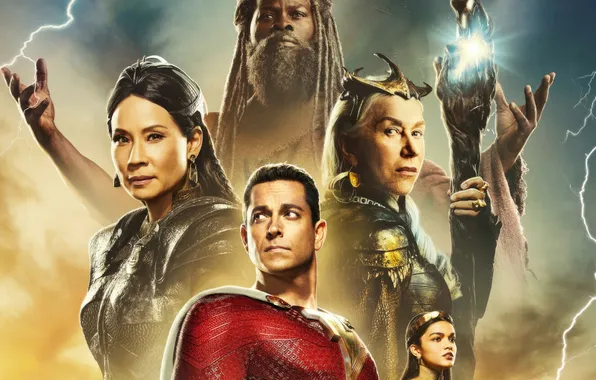 Фантастика, молнии, постер, персонажи, комикс, Lucy Liu, DC comics, Djimon Hounsou