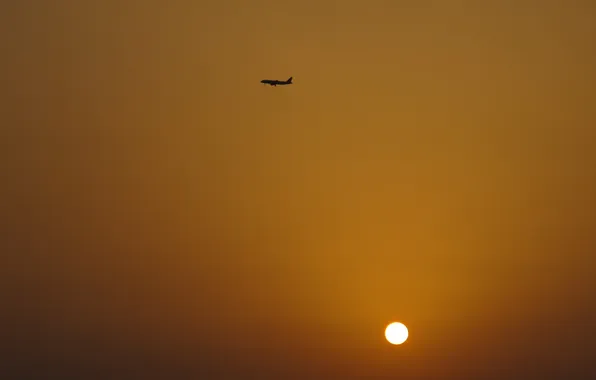 Картинка небо, самолет, солцне