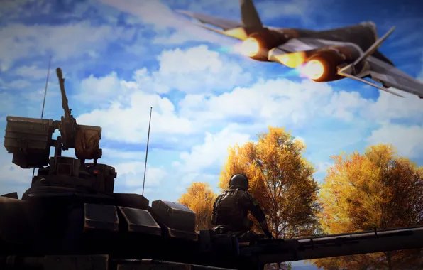 Полет, истребитель, солдат, танк, Battlefield 4