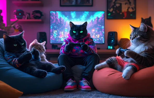Игры, коты, геймеры, джостики, игроманы