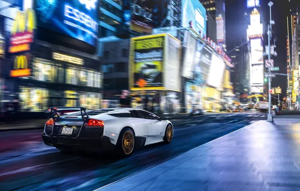 Картинка Lamborghini, Speed, New York, Murcielago, NYC, SuperVeloce, Times Square, LP670-4