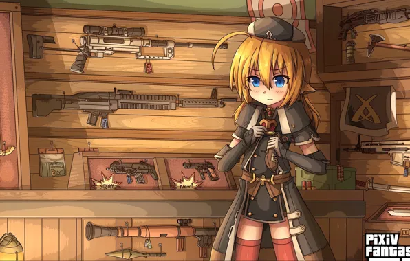 Girl, sword, gun, pistol, game, weapon, anime, katana