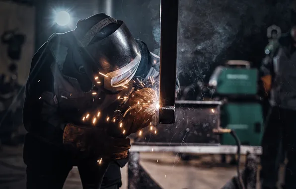Sparks, personal protective equipment, welding, metalworker