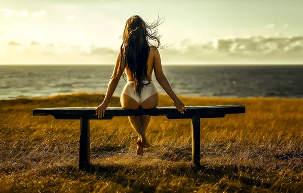 Hot, grass, sexy, lingerie, ass, panties, sea, girls