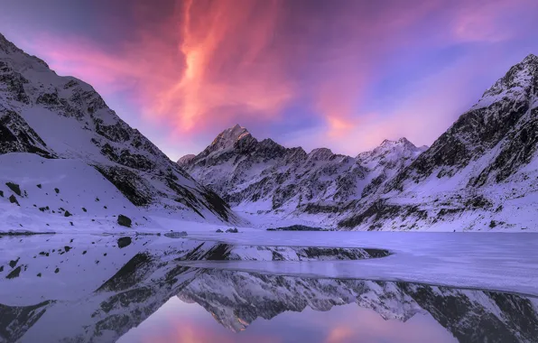 Небо, закат, горы, Timothy Poulton, Пролив Дрейка