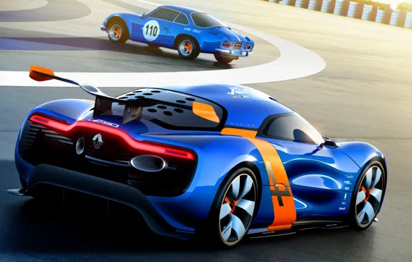 Concept, концепт, Renault, Рено, вид сзади, гоночный трек, Алпайн, Alpine