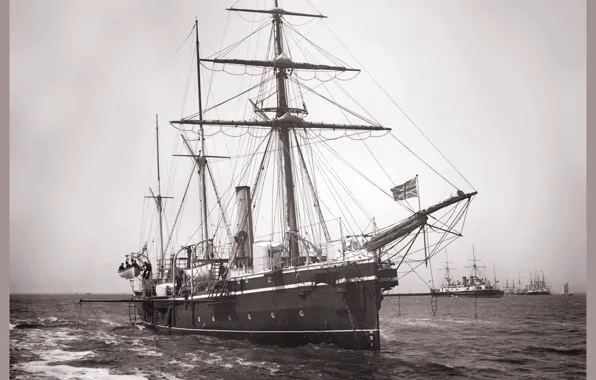 Ретро, корабль, парусный, 1888 год