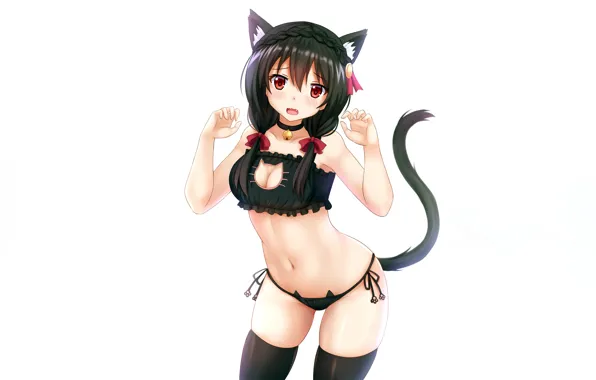 Girl, sexy, lingerie, bra, cleavage, panties, thighhighs, long hair