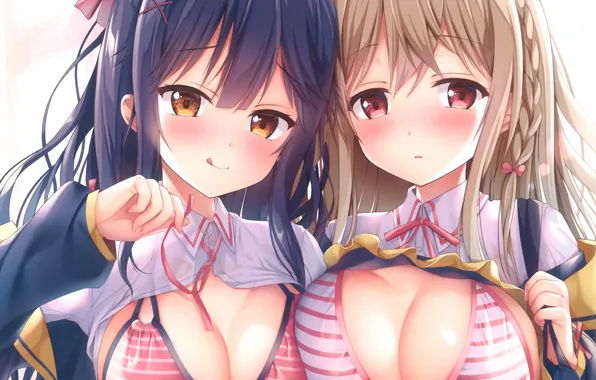 Girl, sexy, long hair, boobs, anime, beautiful, pretty, brunette