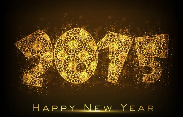 Golden, New Year, Happy, С Новым Годом, 2015