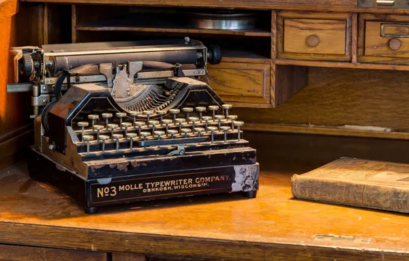 Макро, фон, old typewriter