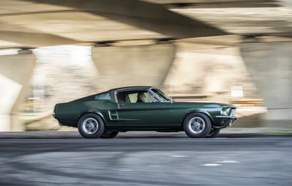 Картинка движение, Mustang, Ford, 1968, GT 390, Bullitt