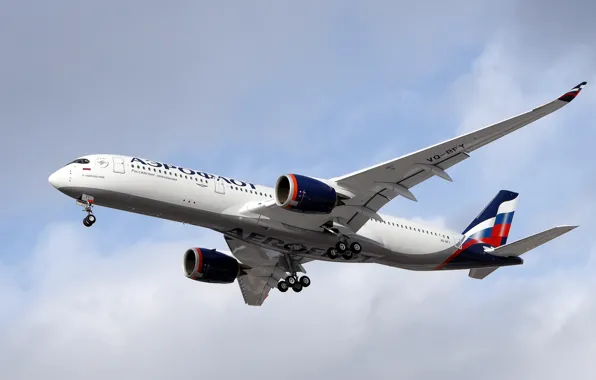 Самолет, Лайнер, Аэрофлот, Посадка, Airbus, Aeroflot, Airbus A350-900, Шасси