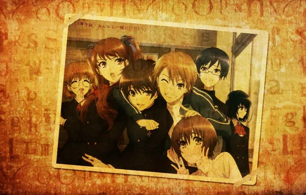Ретро, фото, аниме, друзья, anime, иная, another, Mei Misaki