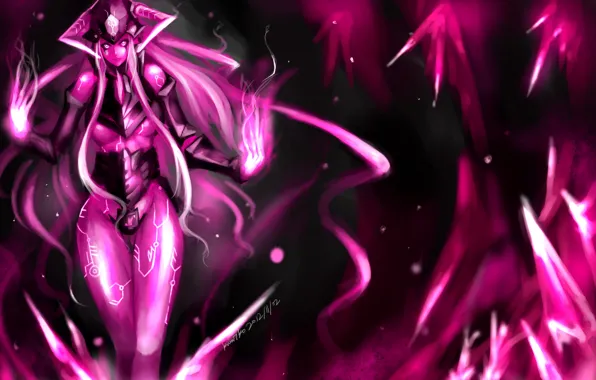 Взгляд, девушка, магия, краски, рога, art, League of legends, Ladia