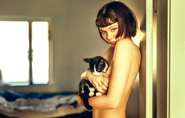 Грудь, девушка, кошечка, Cute Kitty, Sascha Staahltoft Tranberg