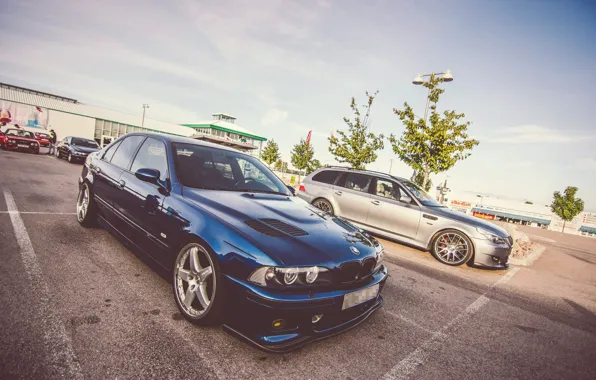 BMW, Синяя, Седан, E39