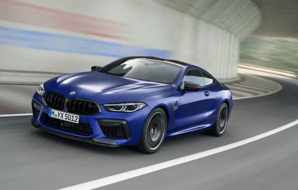 Картинка движение, купе, скорость, BMW, 2019, BMW M8, M8, M8 Competition Coupe