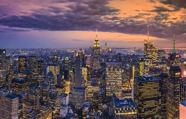 Manhattan, New-York, Building, Cityscape, Empire, State, Rockefeller