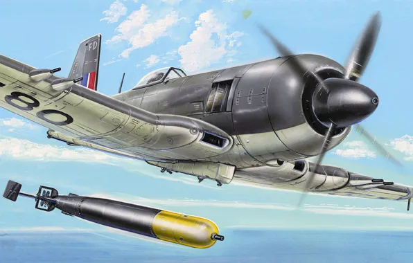 Истребитель, Великобритания, торпедоносец, royal navy, Zdenek Machacek, Blackburn B.46 Firebrand TF Mk.V