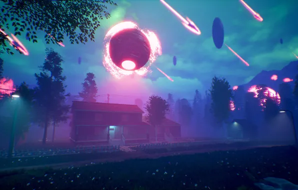 Дорога, шар, дома, Environment Concept