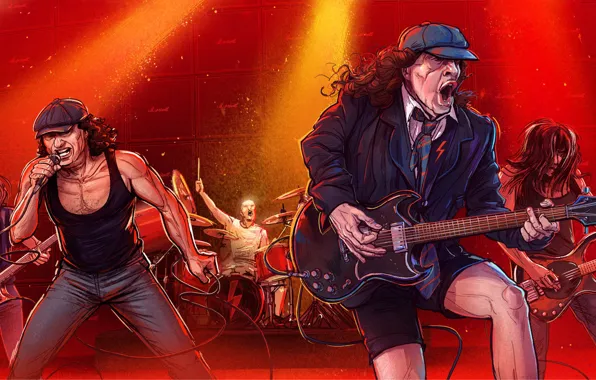 Рисунок, Музыка, Игра, Rock, Арт, Рок, Michal Dziekan, AC/DC
