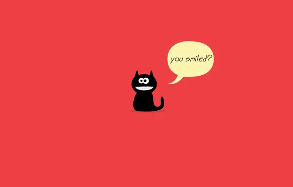Картинка кот, красный, улыбка, черный кот, smile, выноска