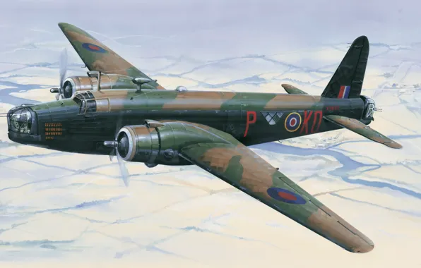 Картинка aircraft, war, art, airplane, painting, aviation, ww2, british bomber