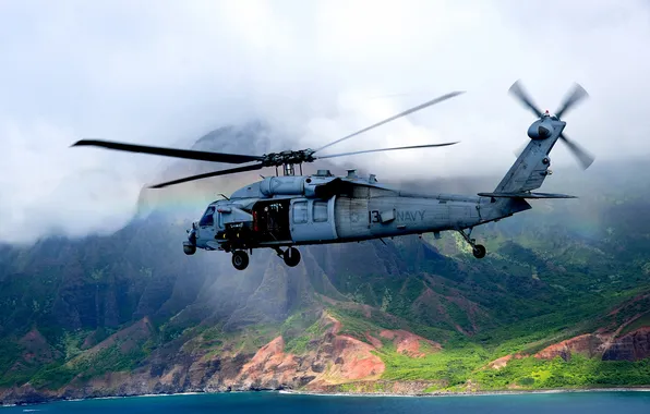 Картинка полет, вертолёт, военно-транспортный, Seahawk, MH-60S