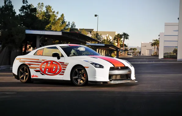 Nissan, red, white, gtr