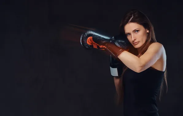 Картинка beautiful, brunette, boxing, female, exercises, boxer