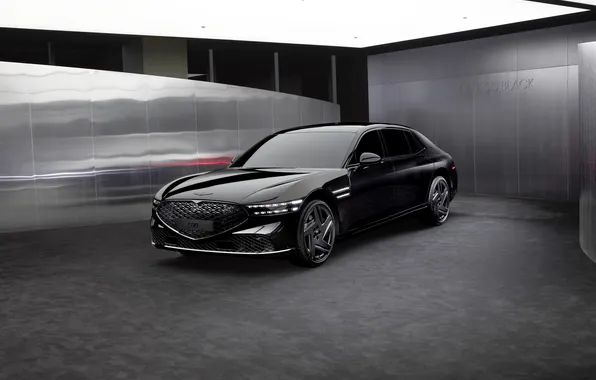 Картинка черный, седан, Black, Genesis, Genesis G90, 2024