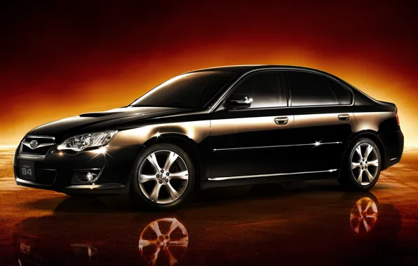 Картинка черный, Subaru, оптика, диски, хром, Legacy, спортивный седан